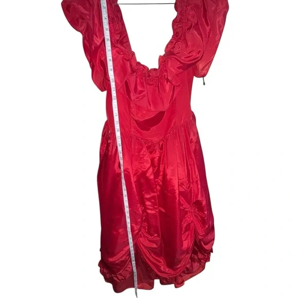 Vintage Gunne Sax Red Ruffle Dress Cottagecore Renaissance Gown - Picture 7 of 15
